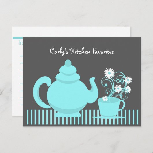 Teapot en Daisies Recept Kaart (Voorkant / Achterkant)