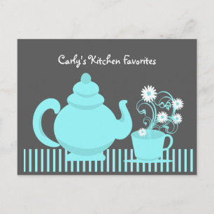 Teapot en Daisies Recipe Card Briefkaart
