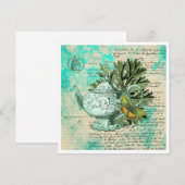 Teapot & Ephemera Collage Flat Kaart (Voorkant / Achterkant)