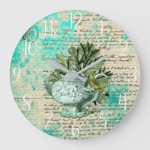  Teapot & Ephemera Collage Grote Klok