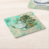  Teapot & Ephemera Collage Kartonnen Onderzetters (Schuin)