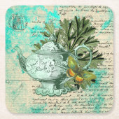 Teapot & Ephemera Collage Kartonnen Onderzetters (Voorkant)
