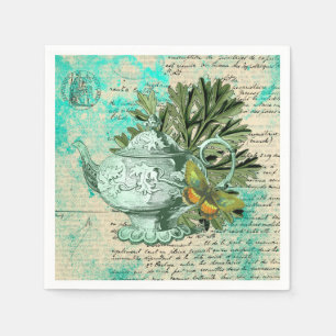 Teapot & Ephemera Collage Servet