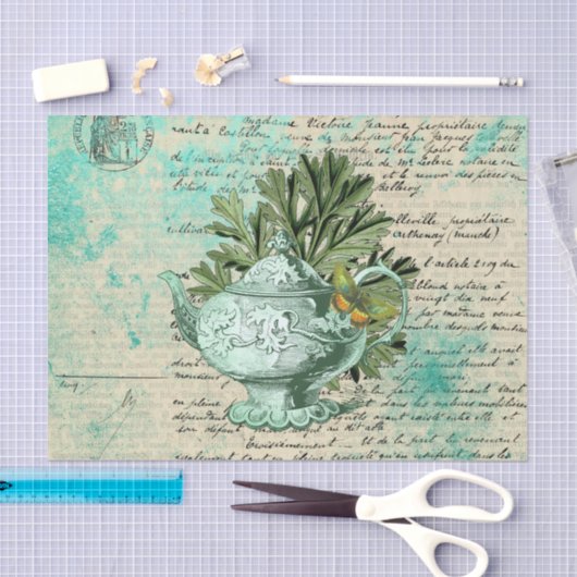 Teapot & Ephemera Collage Tissuepapier (Craft)