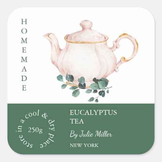 Teapot Eucalyptus Tea Label (Voorkant)