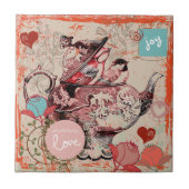 Teapot Fantasy Grunge Ceramic Tile Tegeltje (Voorkant)