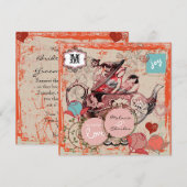 Teapot Fantasy Grunge Square Weddenschap Kaart (Voorkant / Achterkant)