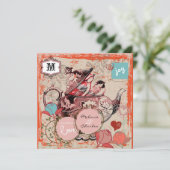 Teapot Fantasy Grunge Square Weddenschap Kaart (Staand voorkant)