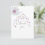 Teapot Floral Bridal Tea Party Bedankkaart (Staand voorkant)