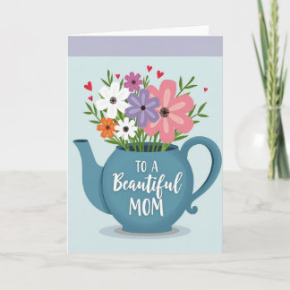 Teapot Floral Mothers Day Card Kaart
