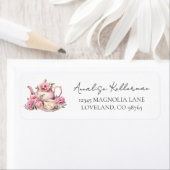Teapot Floral Return Address Etiket (Insitu)