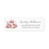 Teapot Floral Return Address Etiket (Voorkant)