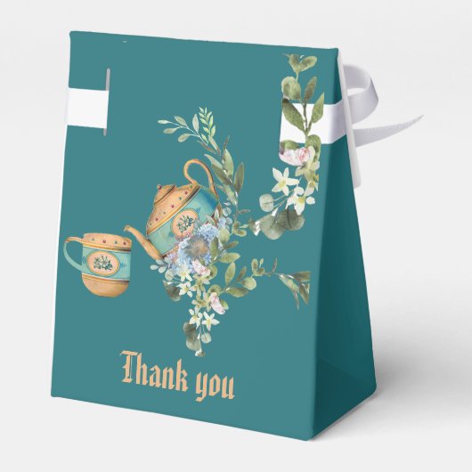  Teapot Floral vanmiddag Tea Birthday Party Bedankdoosjes (Achterkant)