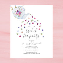 Teapot Floral Vrijgezellenfeest Tea Party Invitati