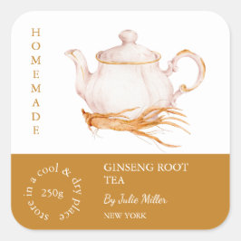 Teapot Ginseng Root Tea Label