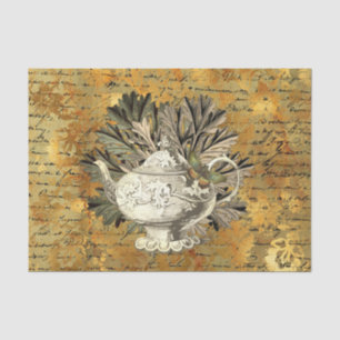  Teapot & Golden Ephemera Collage Tissuepapier