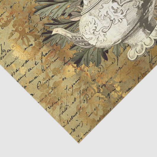 Teapot & Golden Ephemera Collage Tissuepapier (Detail)