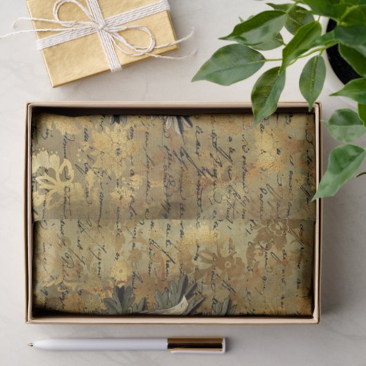 Teapot & Golden Ephemera Collage Tissuepapier (Geschenk)