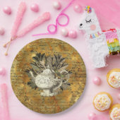  Teapot & Golden Ephemera Papieren Bordje (Feest)