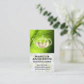 Teapot | groen blad | Kruidenaftakkingen Visitekaartje (Staand voorkant)