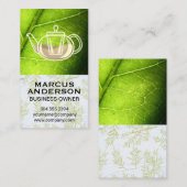 Teapot | groen blad | Kruidenaftakkingen Visitekaartje (Voorkant / Achterkant)