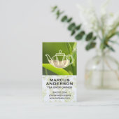 Teapot | Groen blad | Thee-Plant Visitekaartje (Staand voorkant)