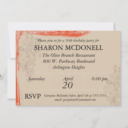  Teapot Grunge Custom Birthday Invite Kaart (Achterkant)