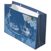 Teapot Hydrangea Blue Damask Gift Bag Groot Cadeauzakje (Voorkant Gekanteld)
