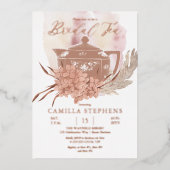Teapot | Hydrangeas | Pampas Grass Bridal Tea Folie Uitnodiging (Voorkant)