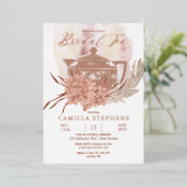 Teapot | Hydrangeas | Pampas Grass Bridal Tea Folie Uitnodiging (Staand Voorkant)