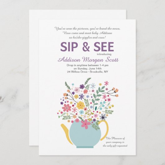 Teapot Invitation Kaart (Voorkant / Achterkant)