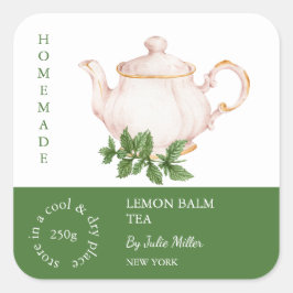 Teapot Lemon Balm Tea Label