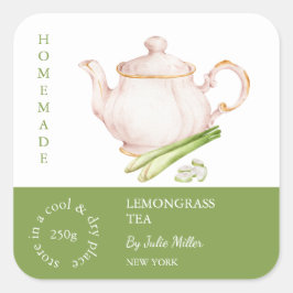 Teapot Lemongrass Tea Label