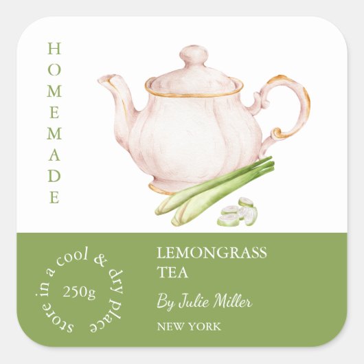 Teapot Lemongrass Tea Label (Voorkant)