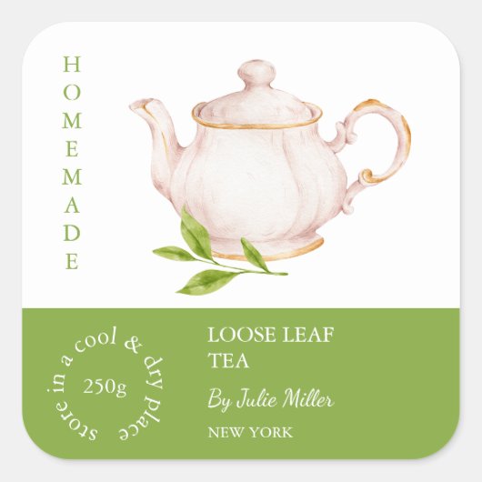 Teapot Loose Leaf Tea Label (Voorkant)