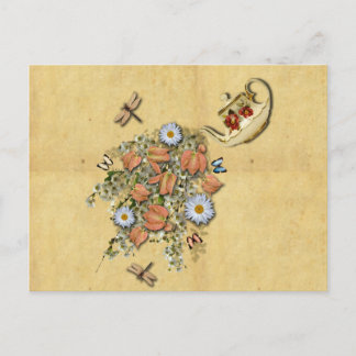 Teapot met Briefkaart van lentevers
