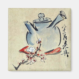 Teapot met kersenbloesem of platenbloesems Ukiyoe Magneet
