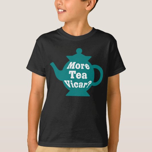 Teapot, nog meer thee Vicar? - Blauwgroen en wit T-shirt (Voorkant)