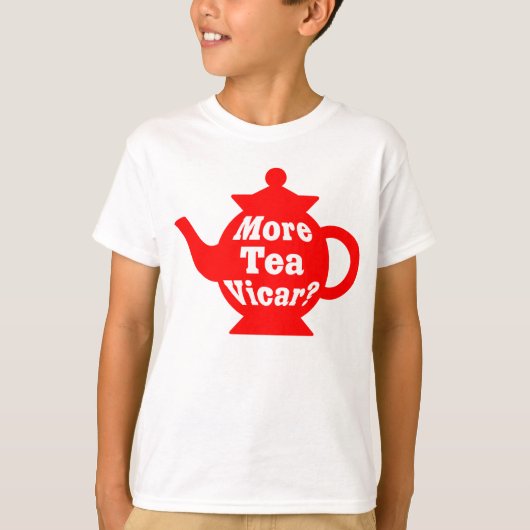Teapot, nog meer thee Vicar? -Rood en wit T-shirt (Voorkant)