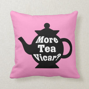 Teapot, nog meer thee Vicar? - Zwart-wit op roze Kussen