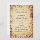  Teapot paars Rustic Bridal Tea Invites Kaart (Achterkant)