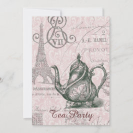 teapot paris eiffel tower tea party kaart