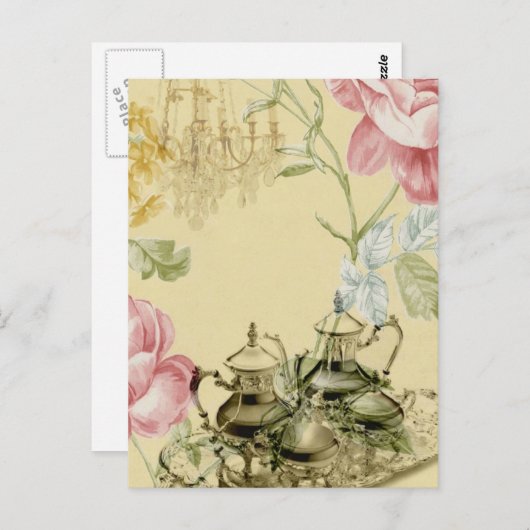 Teapot Paris Tea Party Briefkaart (Voorkant / Achterkant)