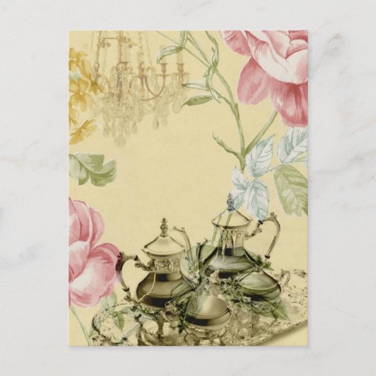 Teapot Paris Tea Party Briefkaart (Voorkant)