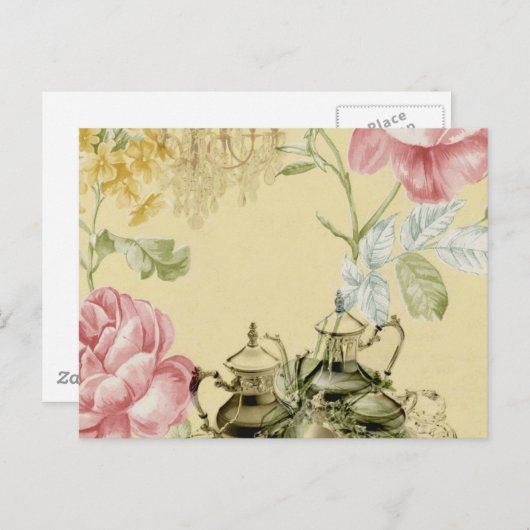 Teapot Paris Tea Party Briefkaart (Voorkant / Achterkant)