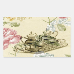 Teapot Paris Tea Party Rechthoekige Sticker