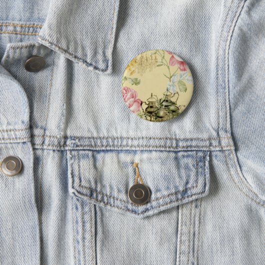 Teapot Paris Tea Party Ronde Button 5,7 Cm (In situ)