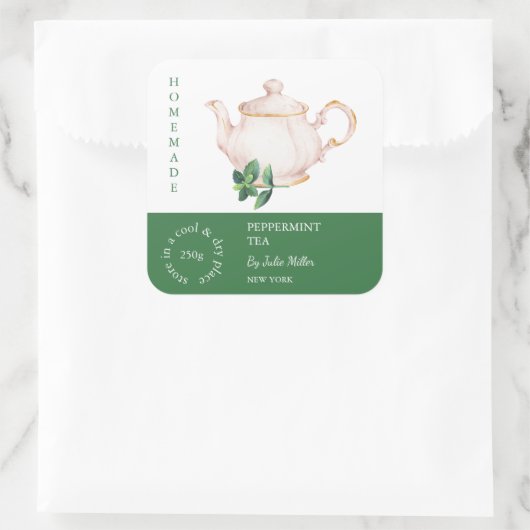 Teapot Peppermint Tea Label (Tas)