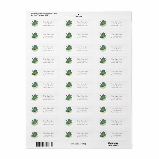 Teapot Return Address Labels (Full Sheet)