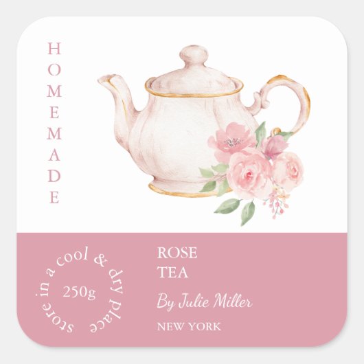 Teapot Rose Tea Label (Voorkant)